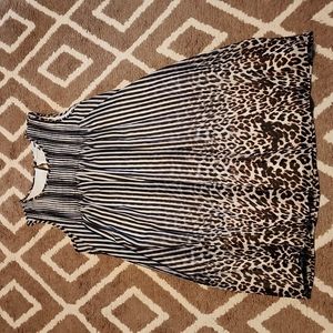Womens Large summer sleeveless dress. Leopard and black and white stripe